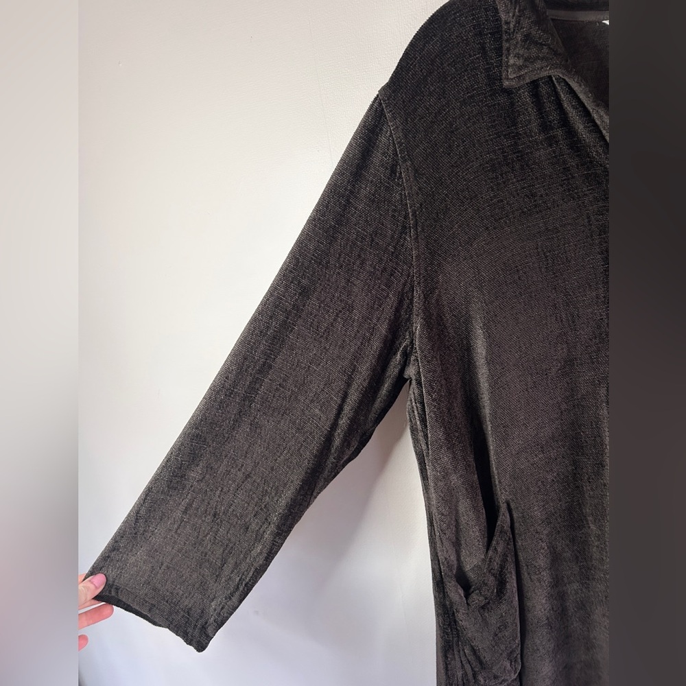KLEEN Brown Slub Knit Button Up Tunic Shacket Lagenlook Earthy Goblin Boho Large - Picture 5 of 11